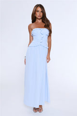 Hour Whispers Strapless Maxi Dress Blue