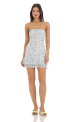 Ethereal Allure Floral Lace Strapless Bodycon Dress