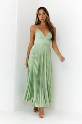 Elegance Found Pleated Maxi Dress Sage