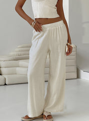 Louis Linen Blend Pants White Petite