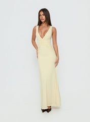 Frederica Plunge Maxi Dress Butter Yellow