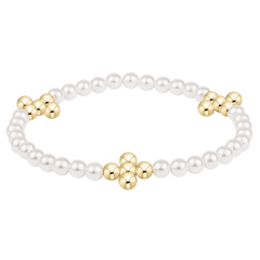 Beaded 4mm Gold Signature Cross 4mm Pearl Bracelet