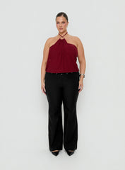 Yevina Eyelet Flare Pant Black Curve