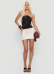 Nadya Satin Tailored Mini Skirt Champagne