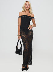 Lombardio Lace Maxi Skirt Black