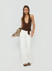 Lahna Waist Draping Halter Top Chocolate