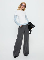 Caisey Layered Long Sleeve Top White / Blue Stripe