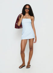 Yumiko Strapless Romper Blue Stripe