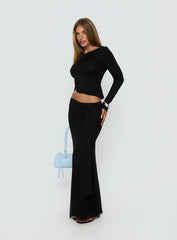 Caviar Tie Maxi Skirt Black