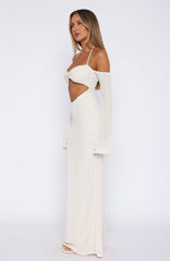 To The Beach Long Sleeve Maxi Dress Cream