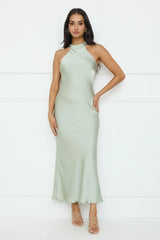 Icon Status Satin Maxi Dress Sage