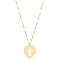 16" necklace gold - blessed gold disc
