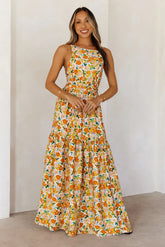 Floral Whispers Maxi Dress Orange