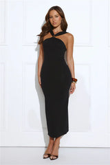 Gilded Nights Midi Dress Black