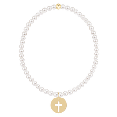 Classic Pearl 3mm Bracelet - Blessed Gold Disc
