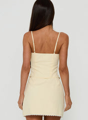 Noria Lace Trim Corset Top Yellow