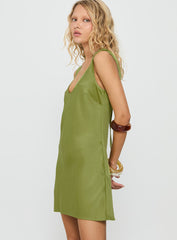 Kalyssia Tie Back Shift Mini Dress Green