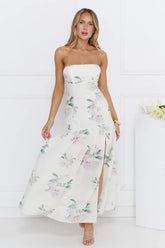 Sunset Whispers Strapless Maxi Dress Cream