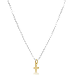16" Necklace Mixed Metal - Signature Cross Small Gold Charm