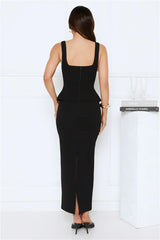 Sculpted Grace Maxi Dress Black