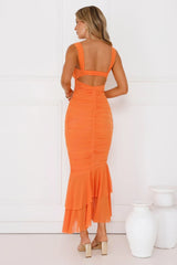 Editor In Chic Mesh Maxi Dress Orange