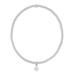 Classic Sterling 2mm Bracelet - Signature Cross Small Sterling Charm