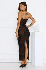 Estelle Mesh Maxi Dress Brown