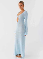 Seascape Chochet Maxi Dress - Blue