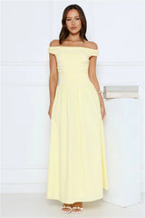 Camellia Charm Off Shoulder Maxi Dress Yellow