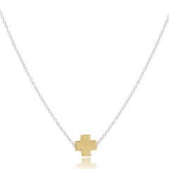 16" Necklace Mixed Metal - Signature Cross Gold