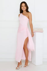 Tidal Dream One Shoulder Maxi Dress Pink
