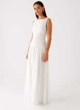 Carmel High Neck Maxi Dress - White