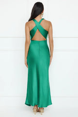 Eden Satin Maxi Dress Green