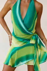 Verona Side Tie Mini Dress Green