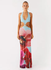 Time To Dance Maxi Dress - Turquoise Bloom