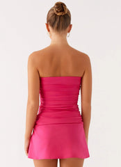 Terra Gathered Mini Dress - Fuchsia