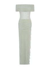 Nelly Off Shoulder Maxi Dress - Pistachio