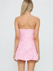 Aubriana strapless mini dress pink jacquard