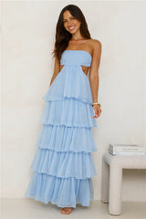 Hello Molly Luxe Mode Strapless Maxi Dress Blue