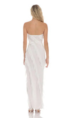Cloud Nine Mesh Ruffle Strapless Maxi Dress