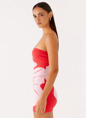 Kader Strapless Knit Mini Dress - Red Floral