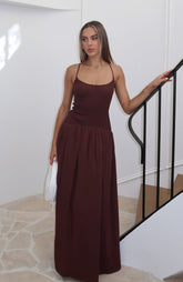 Too Many Questions Maxi Dress Chocolate