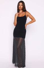VIP Access Maxi Dress Black/White Polka Dot