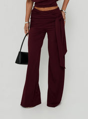 Hadlia Tie Waist Pants Burgundy