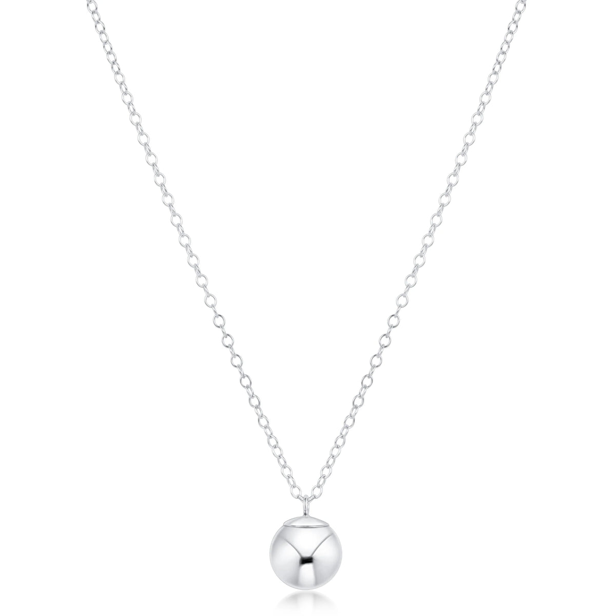 16" Necklace Sterling - Classic Sterling 8mm Charm