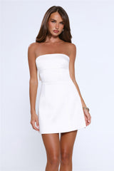 The Best Gift Satin Strapless Mini Dress White