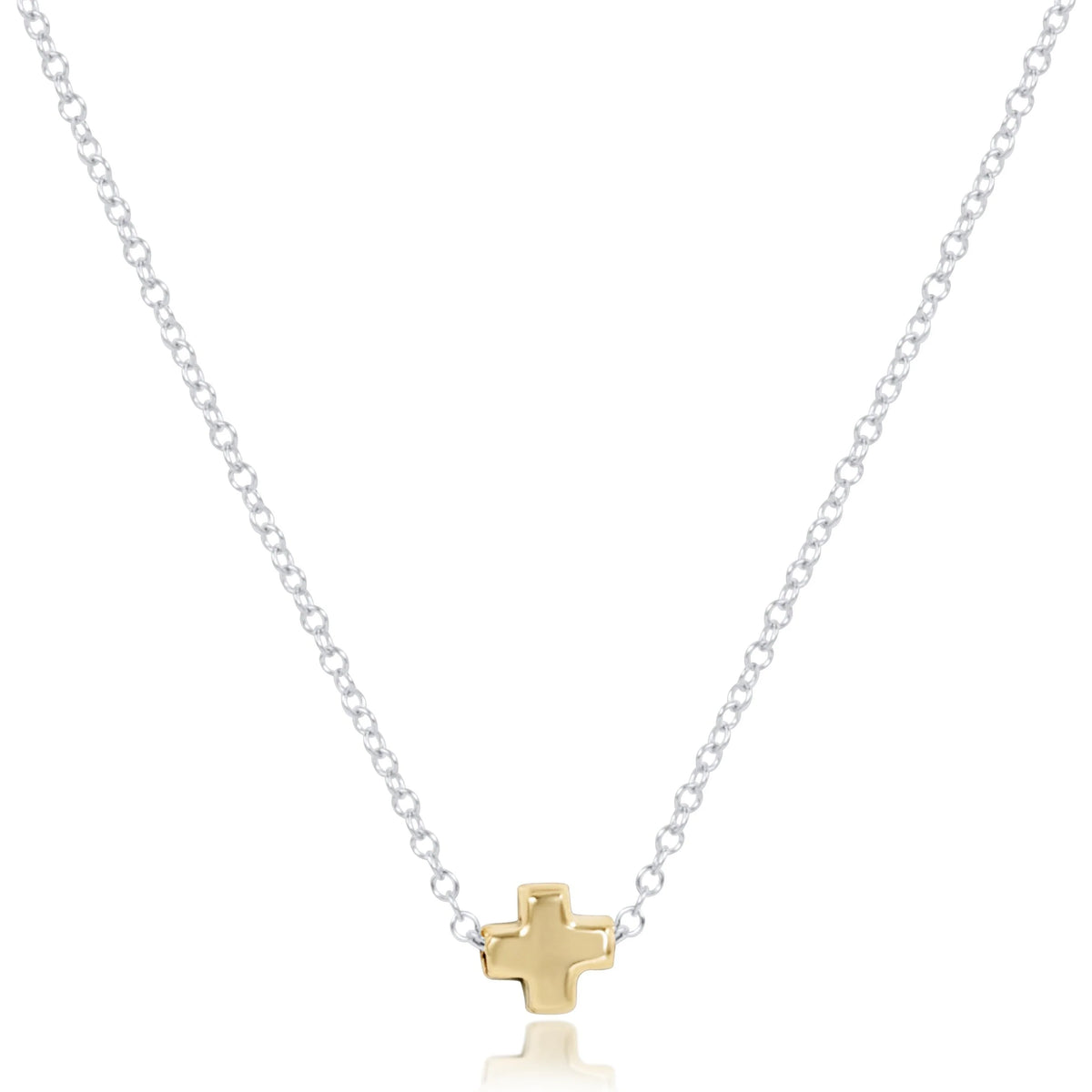 16" Necklace Mixed Metal - Signature Cross Small Gold