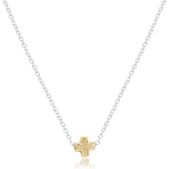 16" Necklace Mixed Metal - Signature Cross Small Gold