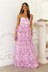 Festival Of You Strapless Tulle Maxi Dress Fuchsia