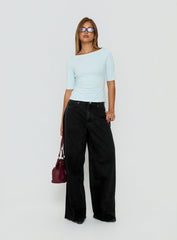 Naylor Mid Rise Wide Leg Jeans Washed Black Tall